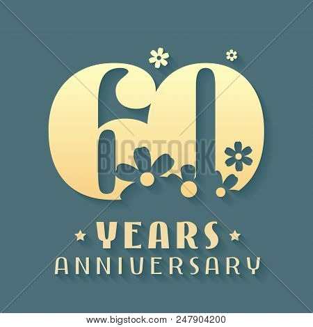 60 Years Anniversary Vector Icon, Symbol, Logo. Graphic Design Element For 60th Anniversary Birthday