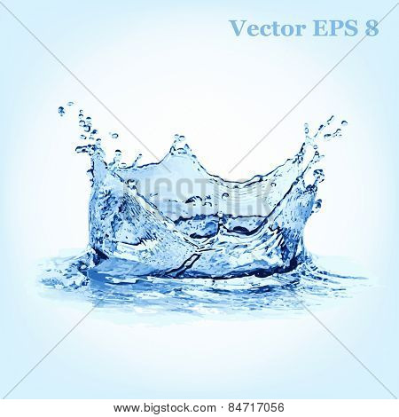 Blue water splash, vector illustration EPS 8.