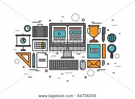 Computer Training Line Style Illustration