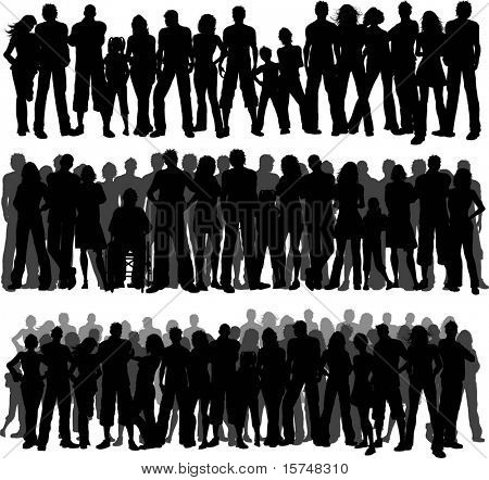 Collection of huge crowds of people - each silhouette is separate and can be used individually