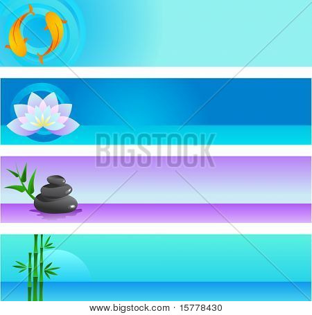 Um conjunto de modelos de banner vector em chinês e japonês - espiritualidade e tema de bem-estar