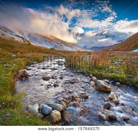 Colorful Autumn Morning In The Caucasus Mountains.