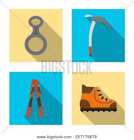 Vector Illustration Of Alpinism And Peak Logo. Collection Of Alpinism And Camp Vector Icon For Stock