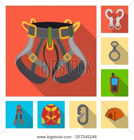 Vector Illustration Of Alpinism And Peak Symbol. Set Of Alpinism And Camp Stock Symbol For Web.