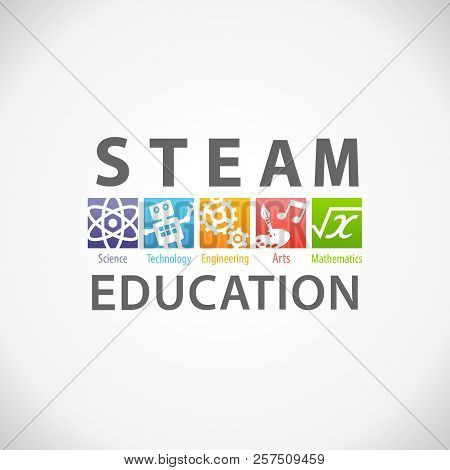 Steam Stem Education Concept Logo. Science Technology Engineering Arts Mathematics