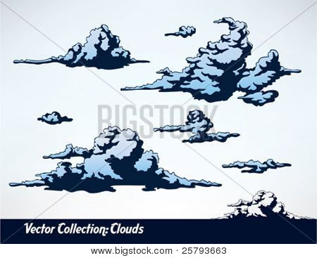 a set of comic style vector clouds