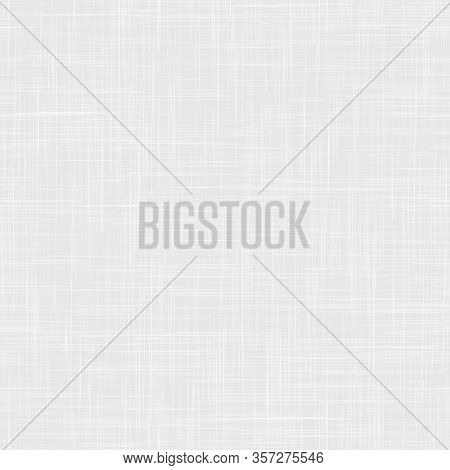 White Woven Linen Fabric Texture Background. Seamless Repeat Vector Pattern Swatch. Light French Gra