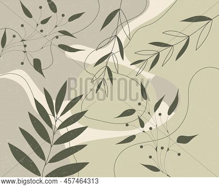 Tropical Background With Jungle Plants. Palm Leaves. Floral Exotic Hawaiian Wallpaper. Rainforest. S