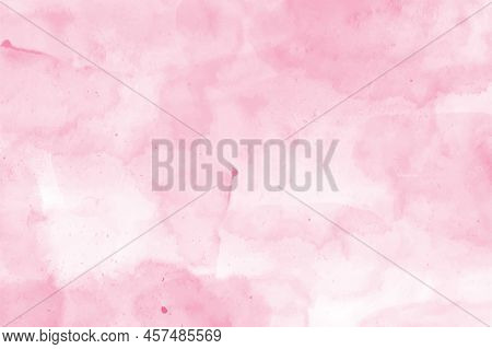 Abstract Pink Watercolor Background. Soft Pastel Water Color Paper Texture. Light Paint Brush Patter