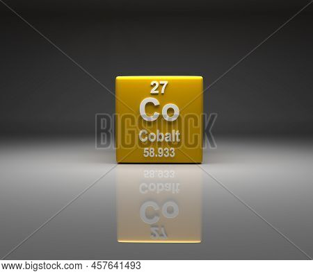 Cube With Cobalt Number 27 Periodic Table, 3d Rendering