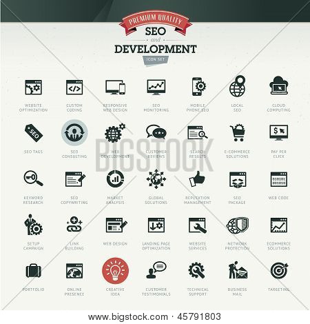 SEO és fejlesztési icon set