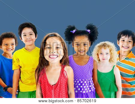 Kids Children Diversity Happiness Group Cheerful Concept