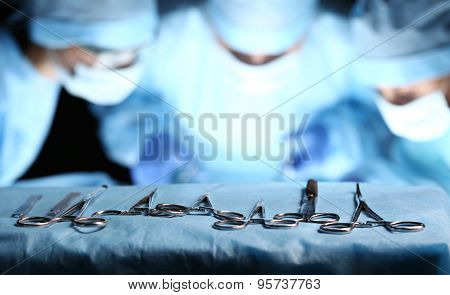 Surgical Tools Lying On Table