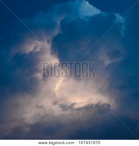 Lightnings In Storm Clouds. Peals Of A Thunder And The Sparkling Lightnings In Clouds