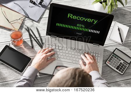 data backup restoration recovery restore browsing plan network corporate networking reserve business concept - stock image