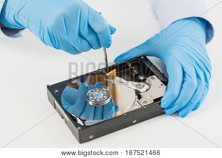 data hard drive backup disc hdd disk restoration restore recovery engineer work tool virus access file fixing failed profession engineering maintenance repairman technology concept - stock image