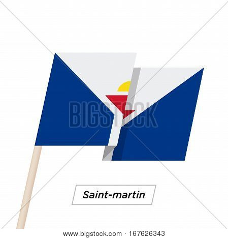 Saint-martin Ribbon Waving Flag Isolated on White. Vector Illustration. Saint-martin Flag with Sharp Corners