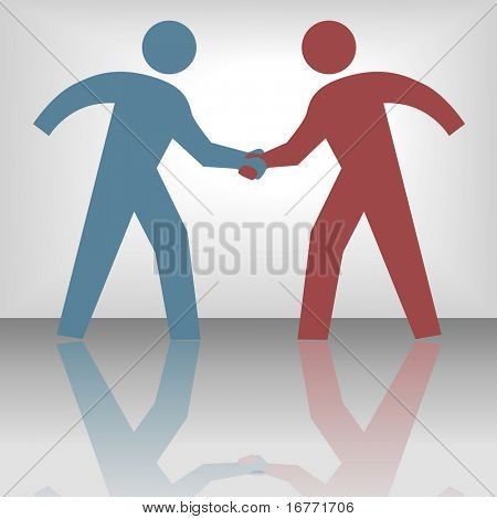 People join in handshake & agree to a cooperate in a business or other deal as a team.