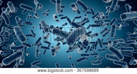 Virus And Bacteria Infection Background. Virus Cells Or Bacteria Molecule. Flu, Germs, Bacteria, Cel