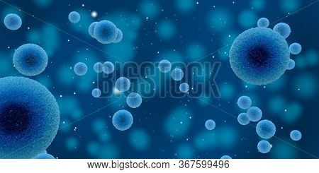 Virus And Bacteria Infection Background. Virus Cells Or Bacteria Molecule. Flu, Germs, Bacteria, Cel