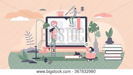 Self Help Books Vector Illustration. Support Literature Flat Tiny Persons Concept. Life Improvement 