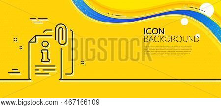 Attached Info Line Icon. Abstract Yellow Background. Information Guide Sign. Attachment File Symbol.