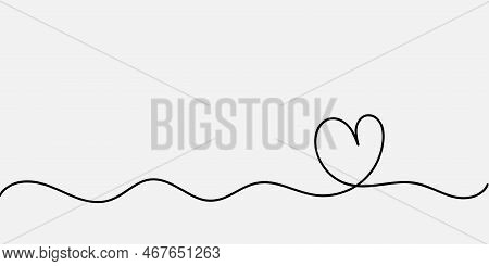 Heart Continuous Line Drawing. Single Hand Drawn Contour Heart For Design Love, Romance, Greeting We