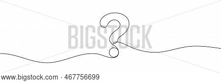 Question Mark Linear Background. One Continuous Drawing Of A Question Mark.