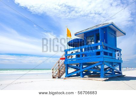 Siesta Key Beach Florida USA colorful lifeguard house