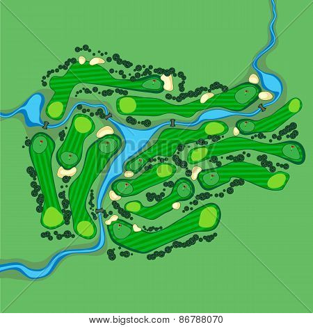 Vector Golf Course Aerial View