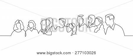 Group Of People Continuous One Line Vector Drawing