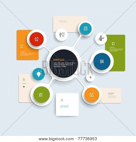 Minimal Infographics elements design . Abstract circles and squares infographic template