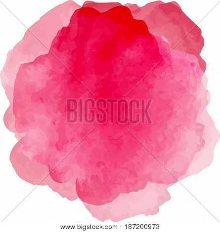 Vector watercolor splash texture isolated on white background. Watercolor bright pink spot. Watercolor effects. Bright pink color abstraction on white background.