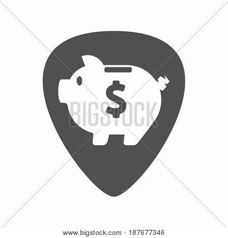 Isolated Guitar Plectrum With A Piggy Bank