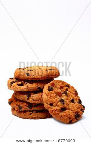 chocolate chip cookies on white