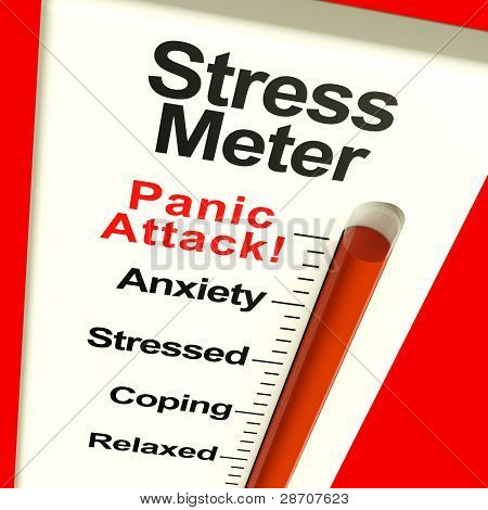 Stress Meter Showing  Panic Attack From Stress Or Worry