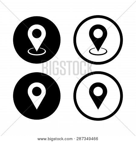 Set Of Pin Location Vector, Location Pin Icon Vector On White Background. Map Point Icon, Navigation