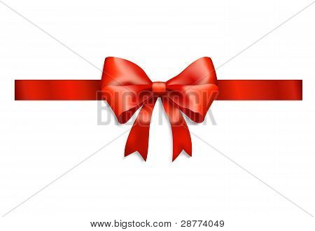 red ribbon and bow isolated on white