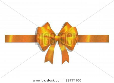 gold ribbon and big bow on white