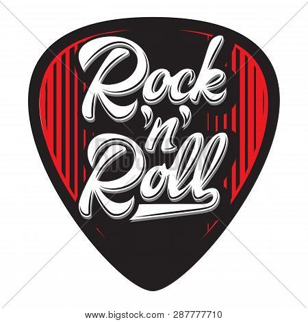 Vector Template With Stylish Design Of Guitar Plectrum With Calligraphic Inscription.