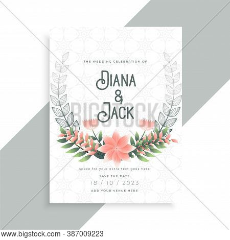 Decorative Flower Floral Wedding Card Template Design