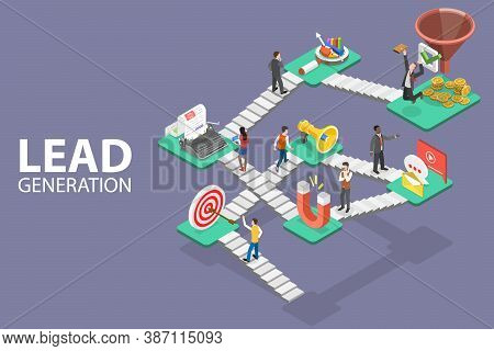 Lead Generation Strategy. Marketing Process Of Conversion Rate Optimization And Generating Business 