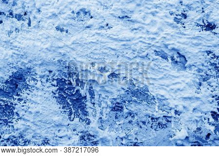 Blue Paint Texture. Interior Of A Modern Loft. Abstract Bright Background. The Facade Of An Old Hous