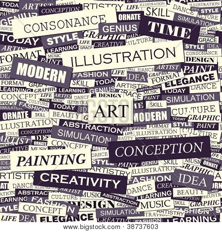 Art. Seamless word collage. Vector illustration.