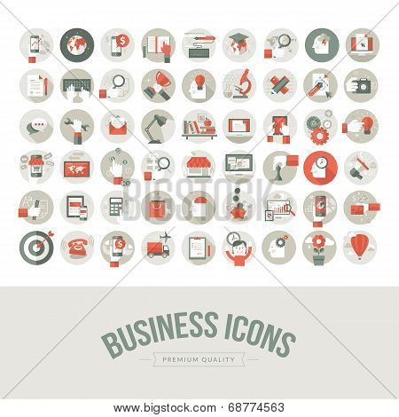 Set of flat design business icons