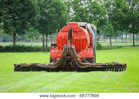 Injection Of Manure In A Pasture