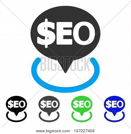 Geotargeting Seo flat vector icon. Colored geotargeting seo gray, black, blue, green icon versions. Flat icon style for web design.