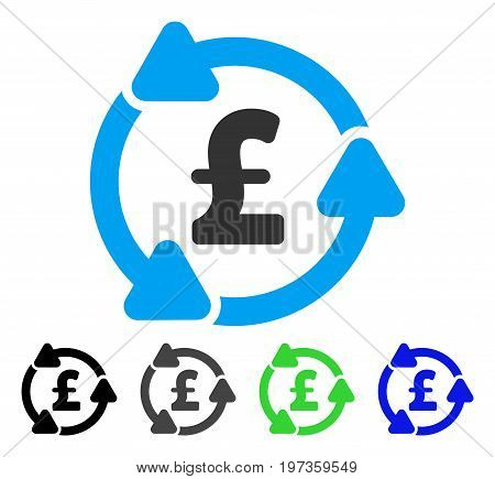 Pound Circulation flat vector icon. Colored pound circulation gray, black, blue, green icon versions. Flat icon style for graphic design.