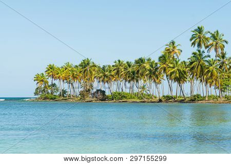 Travel Vacation Tropical Destination. Small Tropical Island Landscape. Travel Vacations Destination.