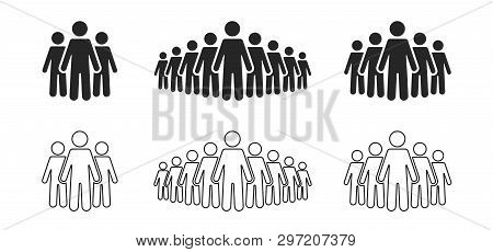 People Icon Set. Stick Figures, People Crowd Icon For Infographic Isolated On Background. Vector